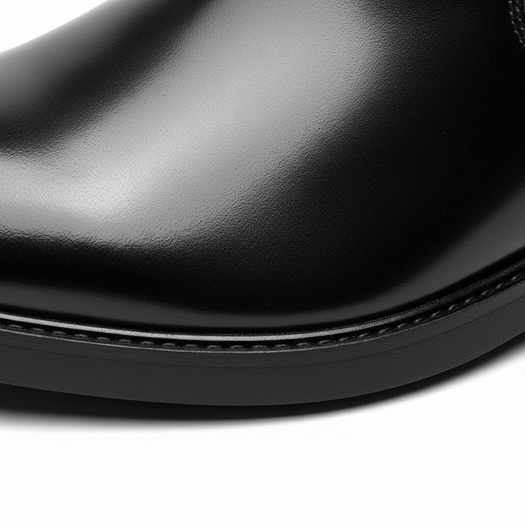 High Chelsea Boots Mens - Black - Texture Close Up