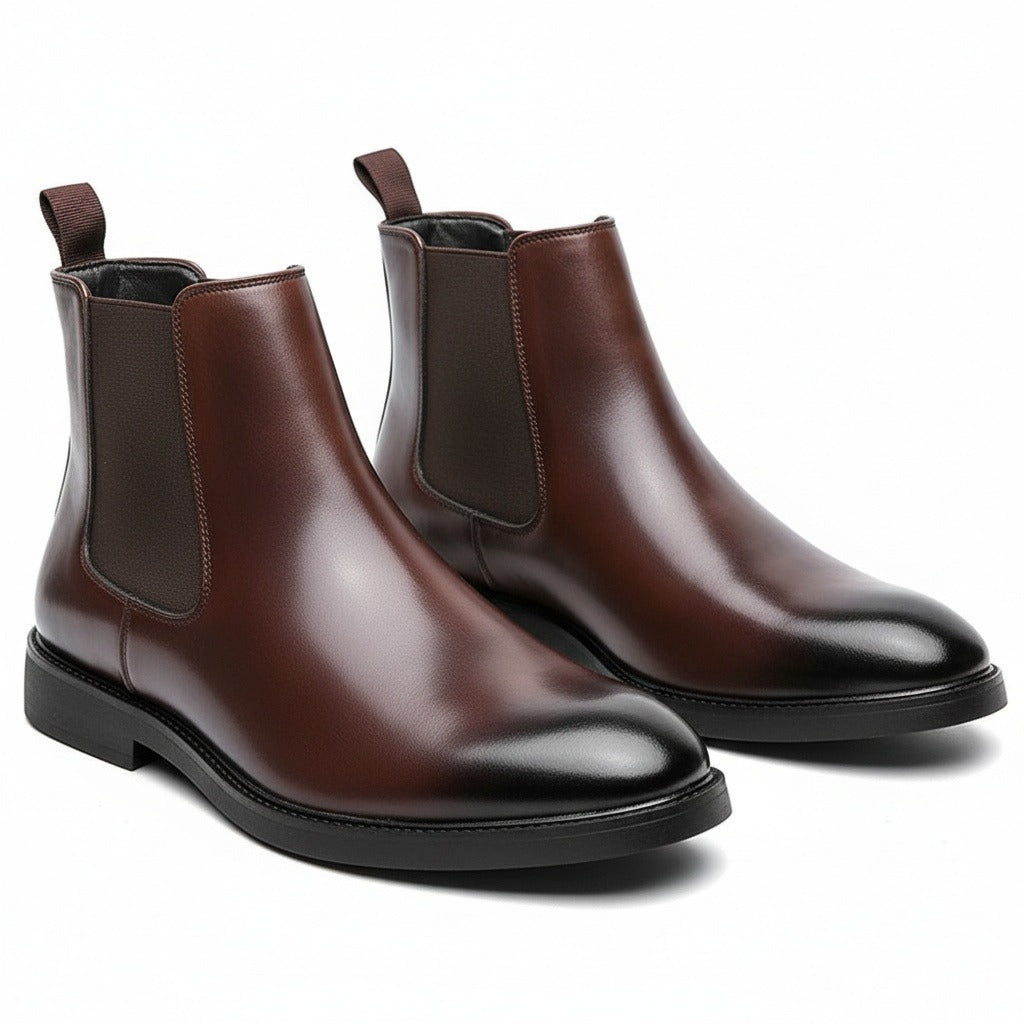 High Chelsea Boots Mens - Dark Brown - Front View