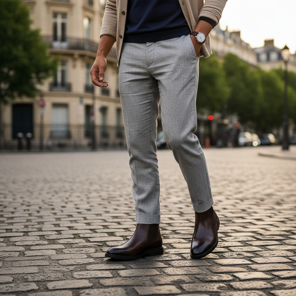 High Chelsea Boots Mens - Dark Brown - Angled Shot