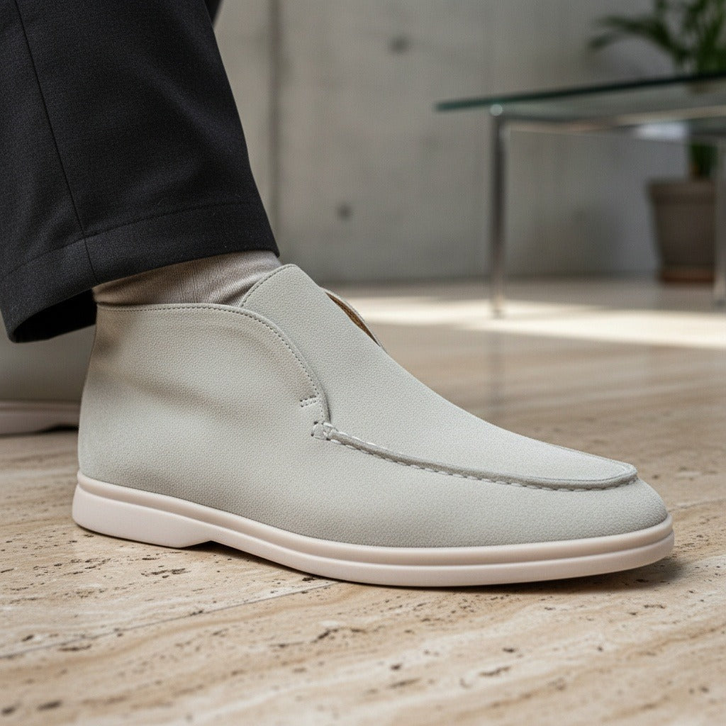 High Suede Loafers Men - Light Taupe - Back View