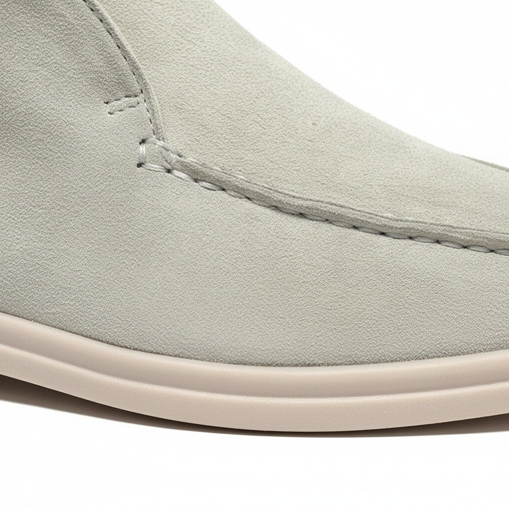 High Suede Loafers Men - Light Taupe - Texture Close Up