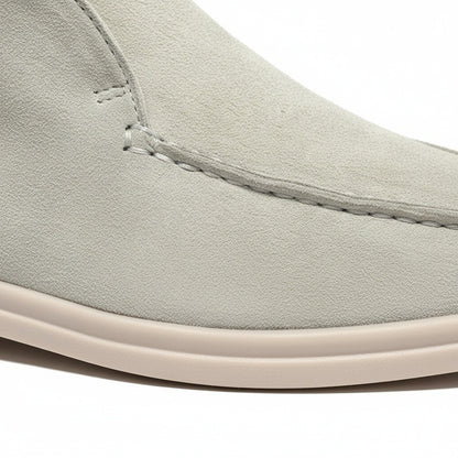 High Suede Loafers Men - Light Taupe - Texture Close Up
