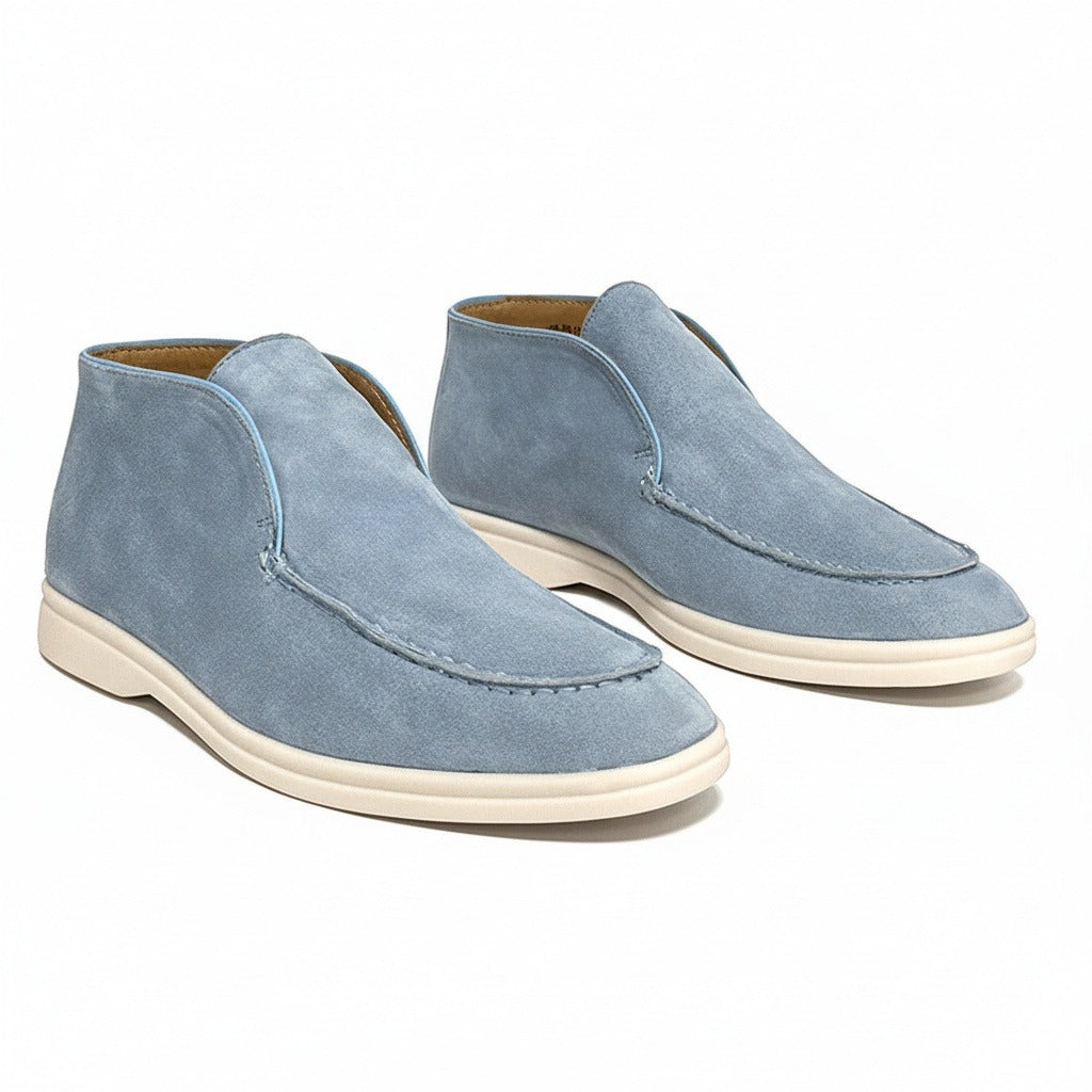 High Suede Loafers Men - Sky Blue - Front View