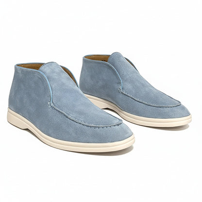 High Suede Loafers Men - Sky Blue - Front View
