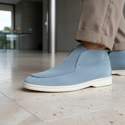 High Suede Loafers Men - Sky Blue - Back View