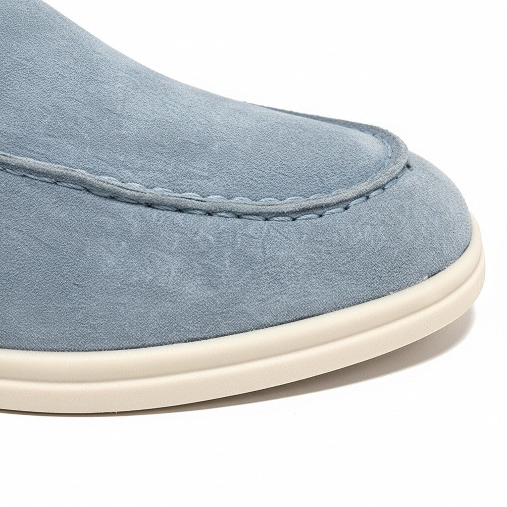 High Suede Loafers Men - Sky Blue - Texture Close Up