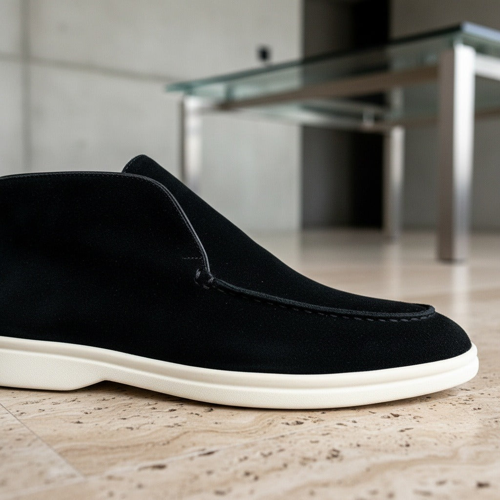 High Suede Loafers Men - Midnight Black - Back View