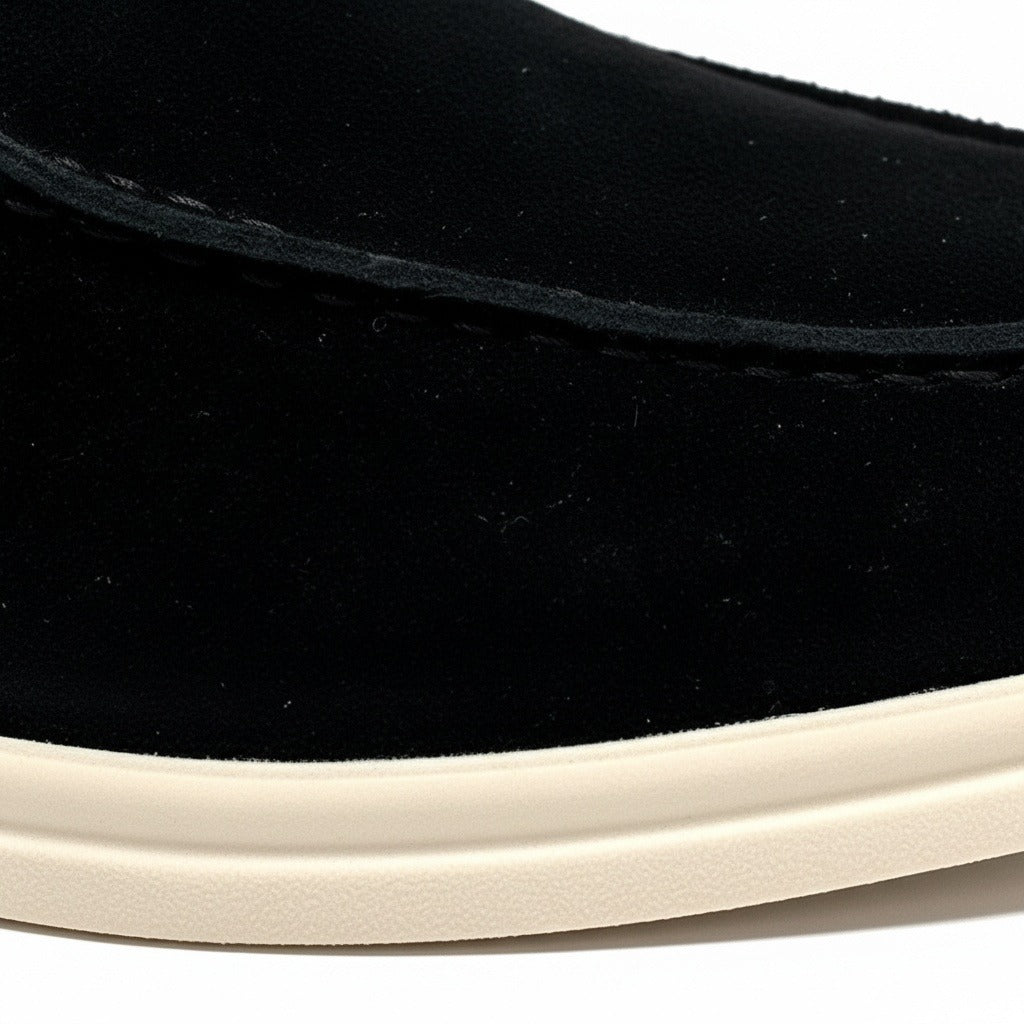 High Suede Loafers Men - Midnight Black - Texture Close Up
