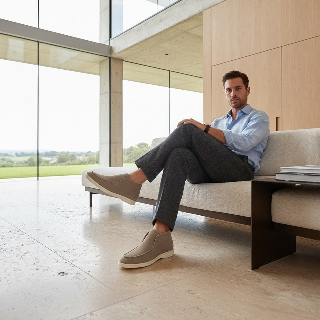 High Suede Loafers Men - Desert Sand - Side Profile