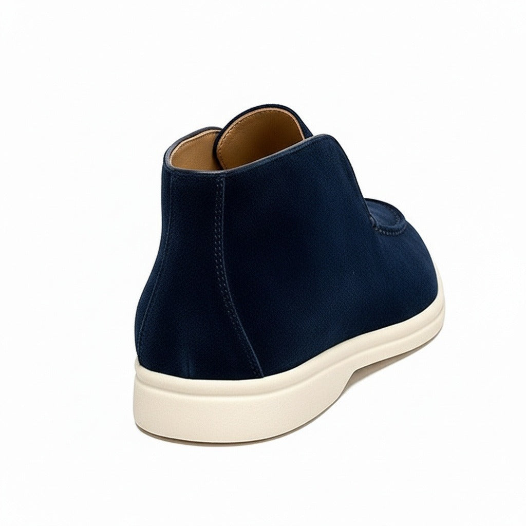 High Suede Loafers Men - Navy Blue - Fabric Detail