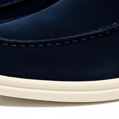High Suede Loafers Men - Navy Blue - Texture Close Up