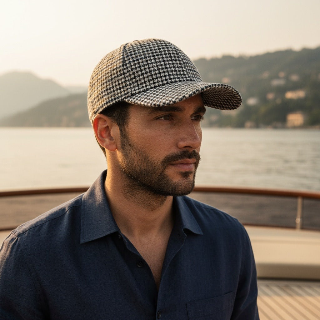 Houndstooth Cap - Tattersall - Angled Shot
