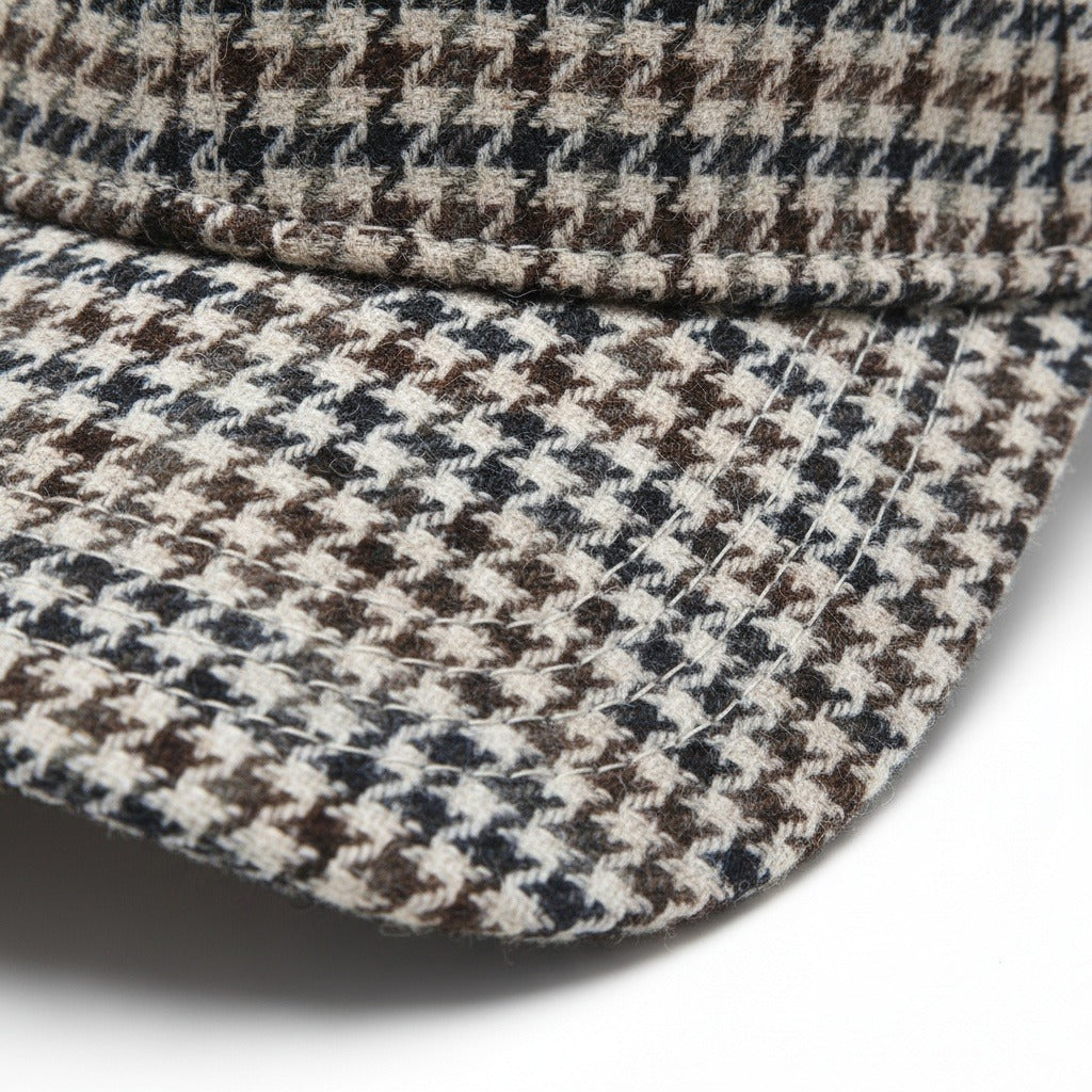 Houndstooth Cap - Tattersall - Texture Close Up