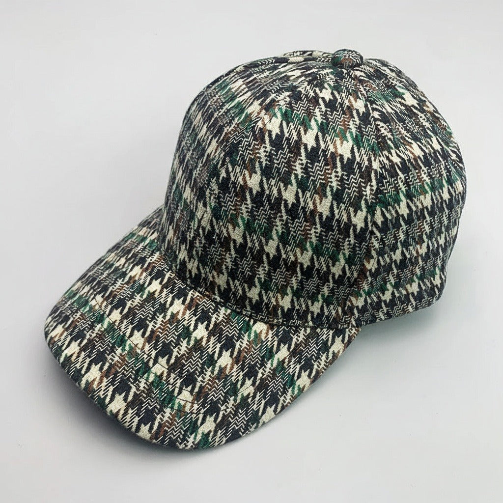 Houndstooth Cap - Tweed Weave - Front View