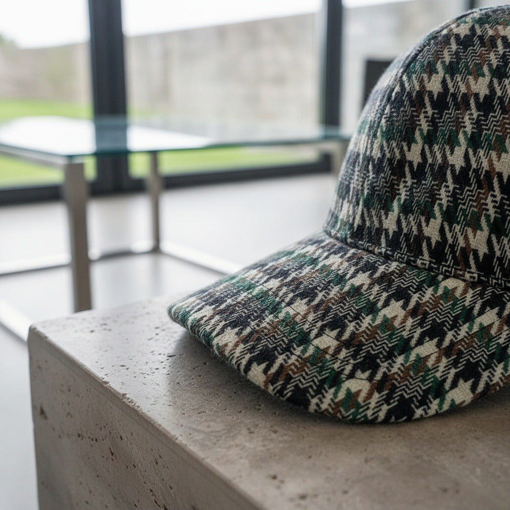 Houndstooth Cap - Tweed Weave - Back View