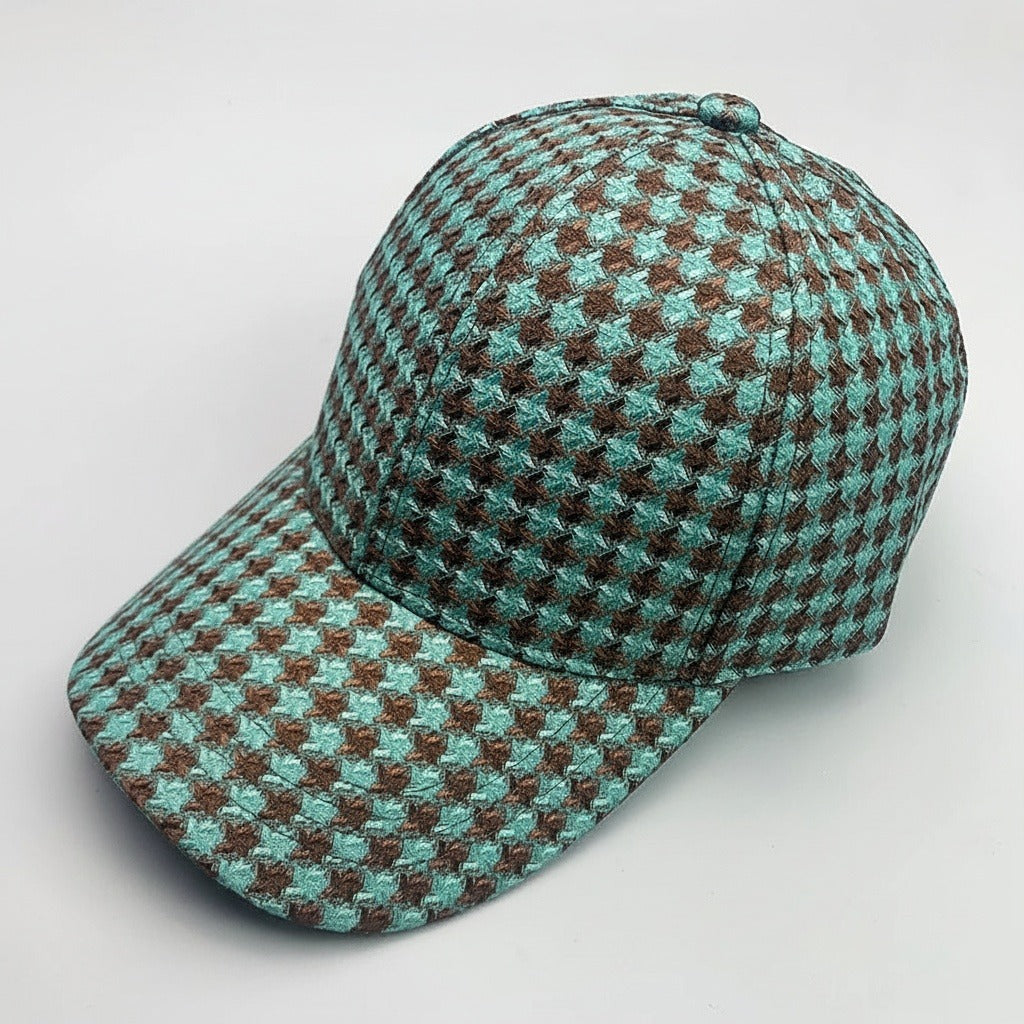 Houndstooth Cap - Aqua Houndstooth - Front View