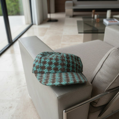 Houndstooth Cap - Aqua Houndstooth - Back View