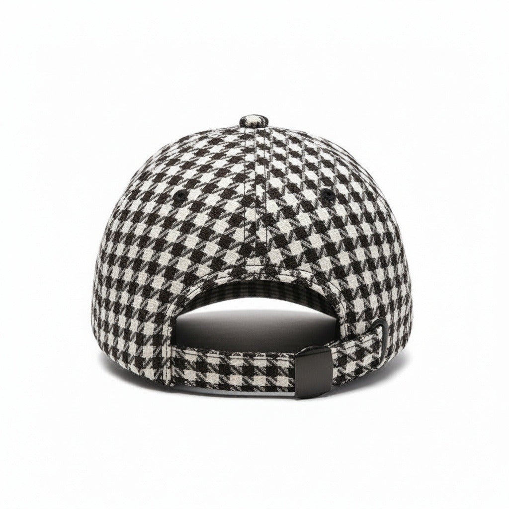 Houndstooth Cap - Coffee Check - Fabric Detail