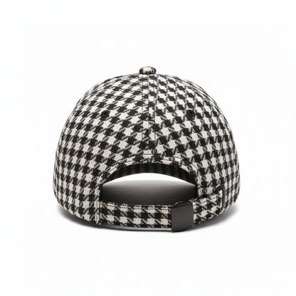 Houndstooth Cap - Coffee Check - Fabric Detail