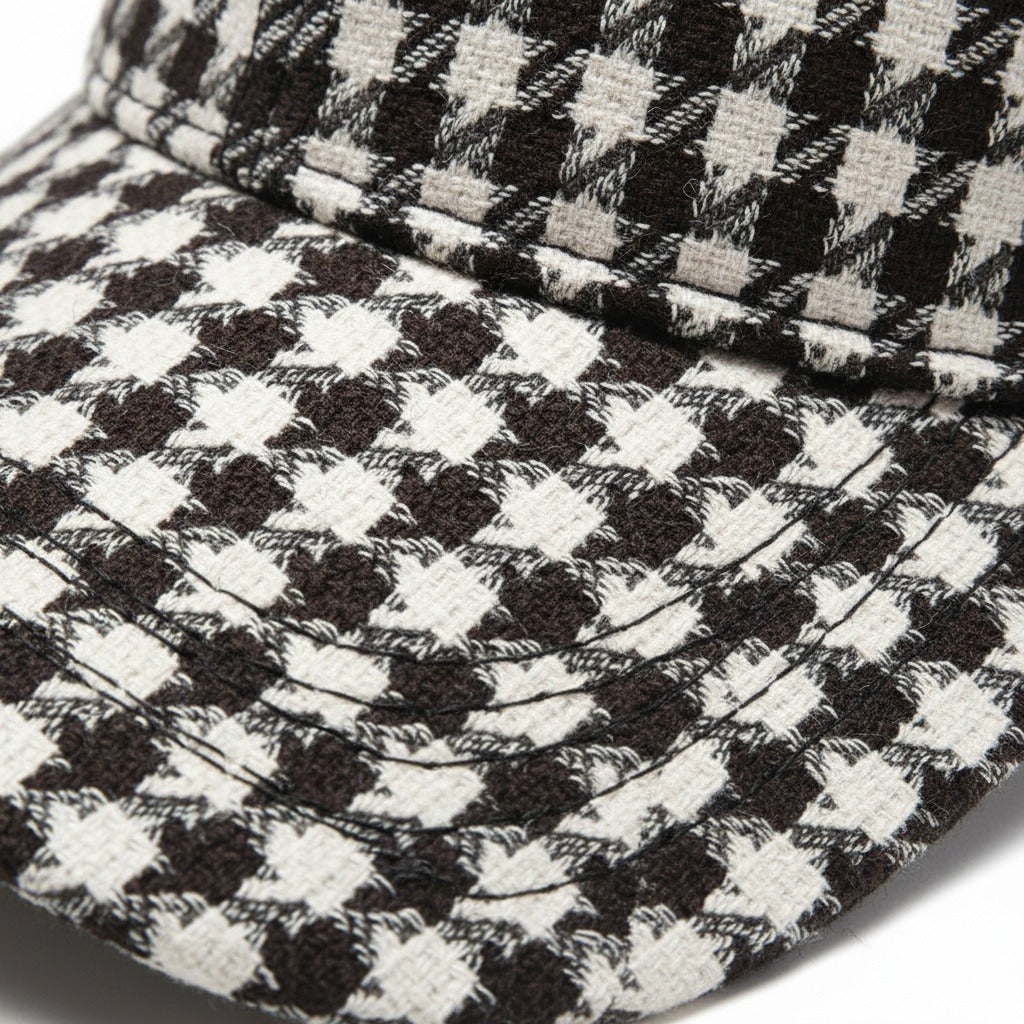 Houndstooth Cap - Coffee Check - Texture Close Up