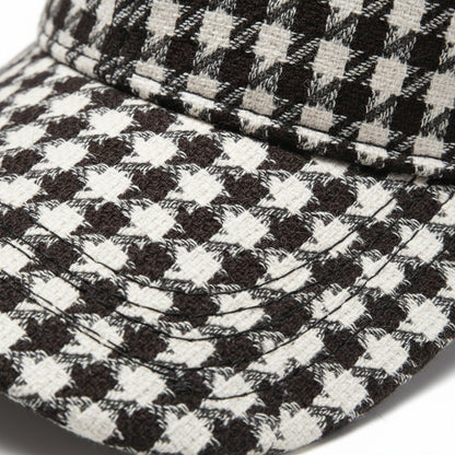 Houndstooth Cap - Coffee Check - Texture Close Up