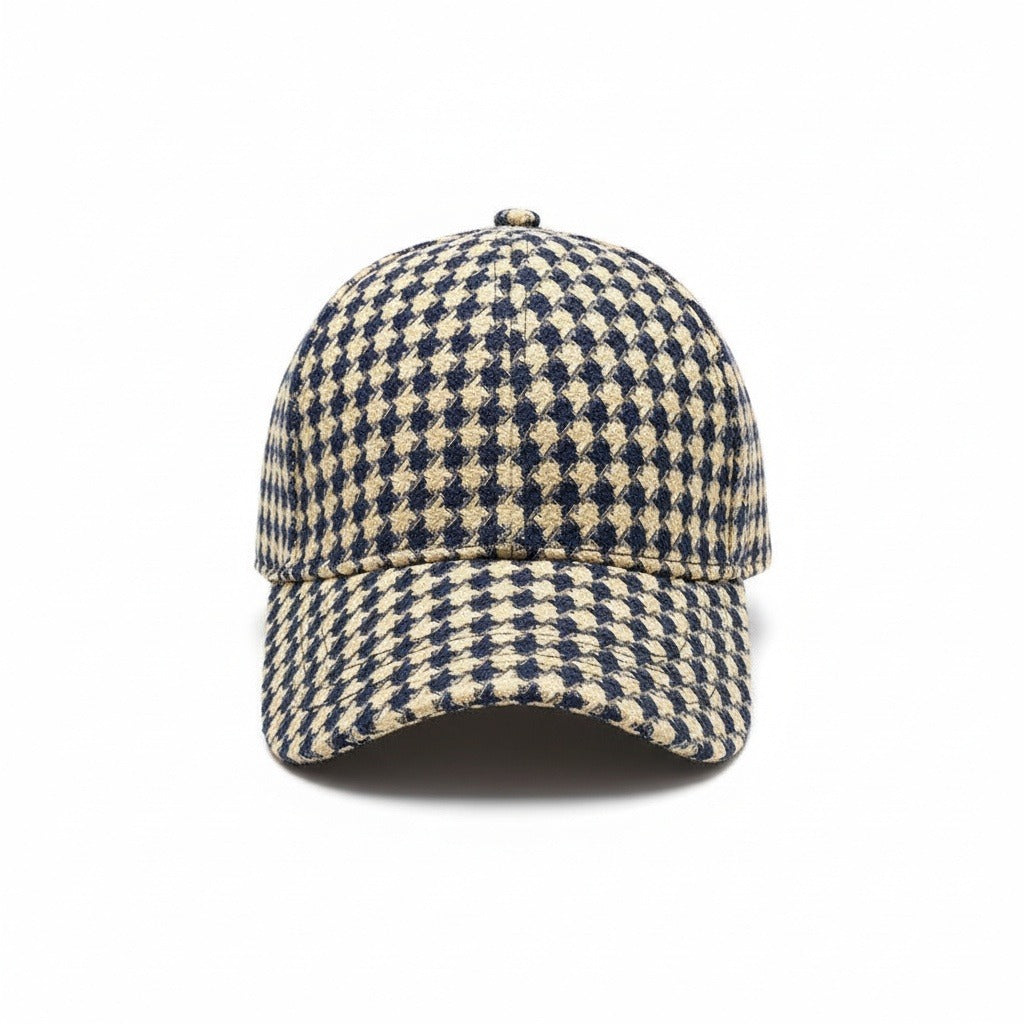 Houndstooth Cap - Navy Gingham - Front View