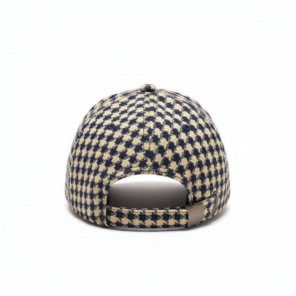 Houndstooth Cap - Navy Gingham - Fabric Detail