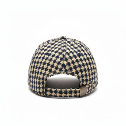 Houndstooth Cap - Navy Gingham - Fabric Detail