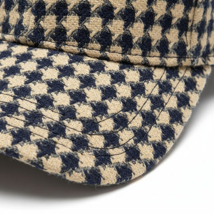Houndstooth Cap - Navy Gingham - Texture Close Up