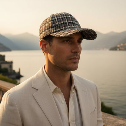 Houndstooth Cap - Hazelnut Houndstooth - Angled Shot