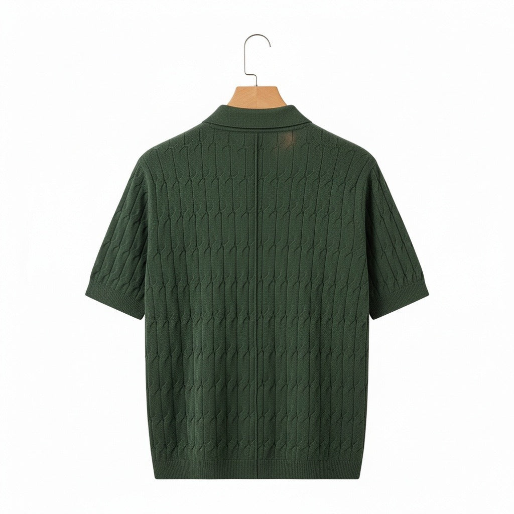 Jacquard Polo Shirt - Forest Green - Fabric Detail