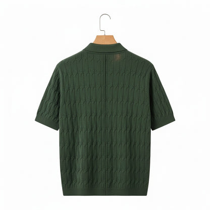 Jacquard Polo Shirt - Forest Green - Fabric Detail