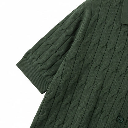 Jacquard Polo Shirt - Forest Green - Texture Close Up
