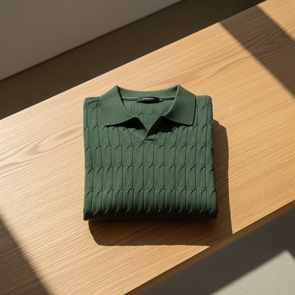 Jacquard Polo Shirt - Forest Green - Lifestyle Inspiration