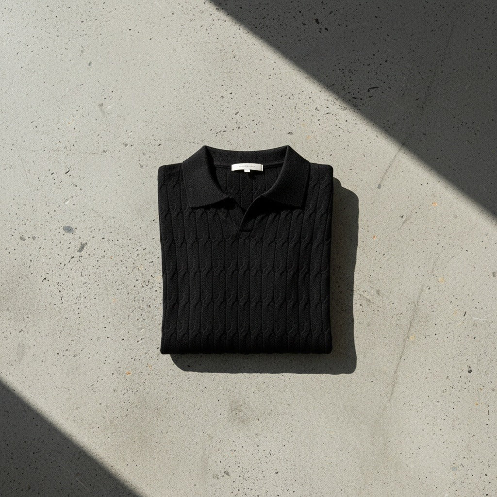 Jacquard Polo Shirt - Black - Lifestyle Inspiration