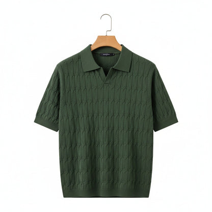 Jacquard Polo Shirt - Forest Green - Front View