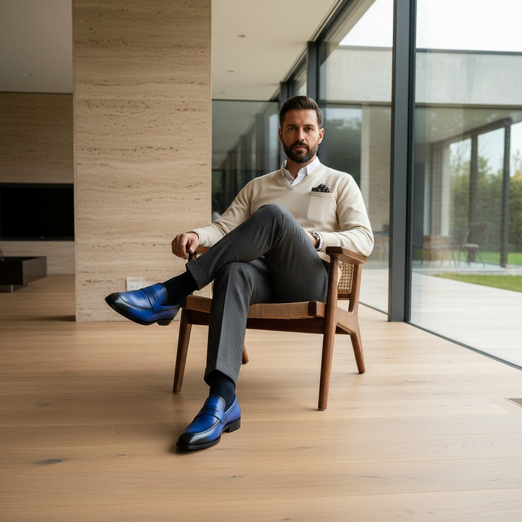 Leather Slip On Loafers Mens