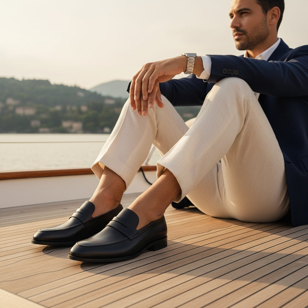 Leather Slip On Loafers Mens