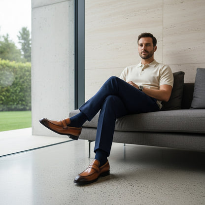 Leather Slip On Loafers Mens
