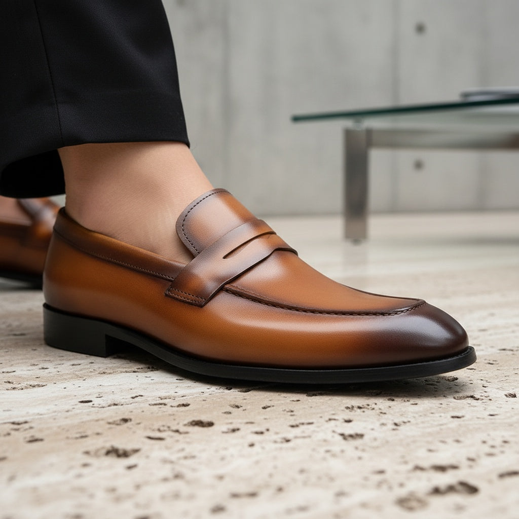 Leather Slip On Loafers Mens