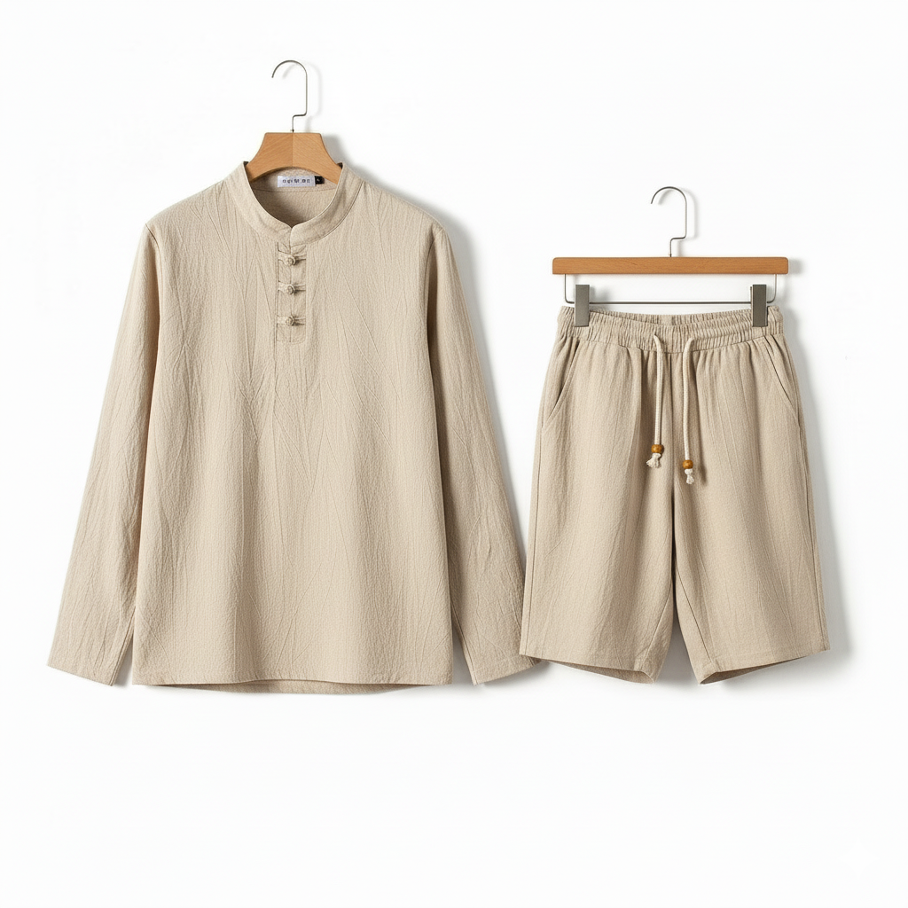 Linen Shorts and Top Set - Unknown - Front View