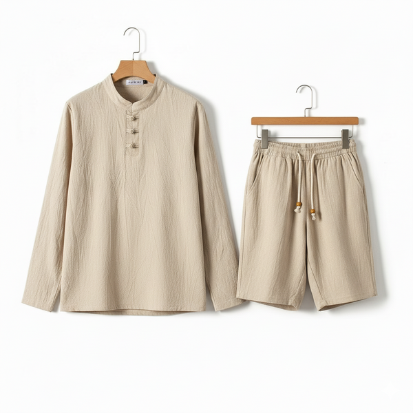 Linen Shorts and Top Set - Unknown - Front View