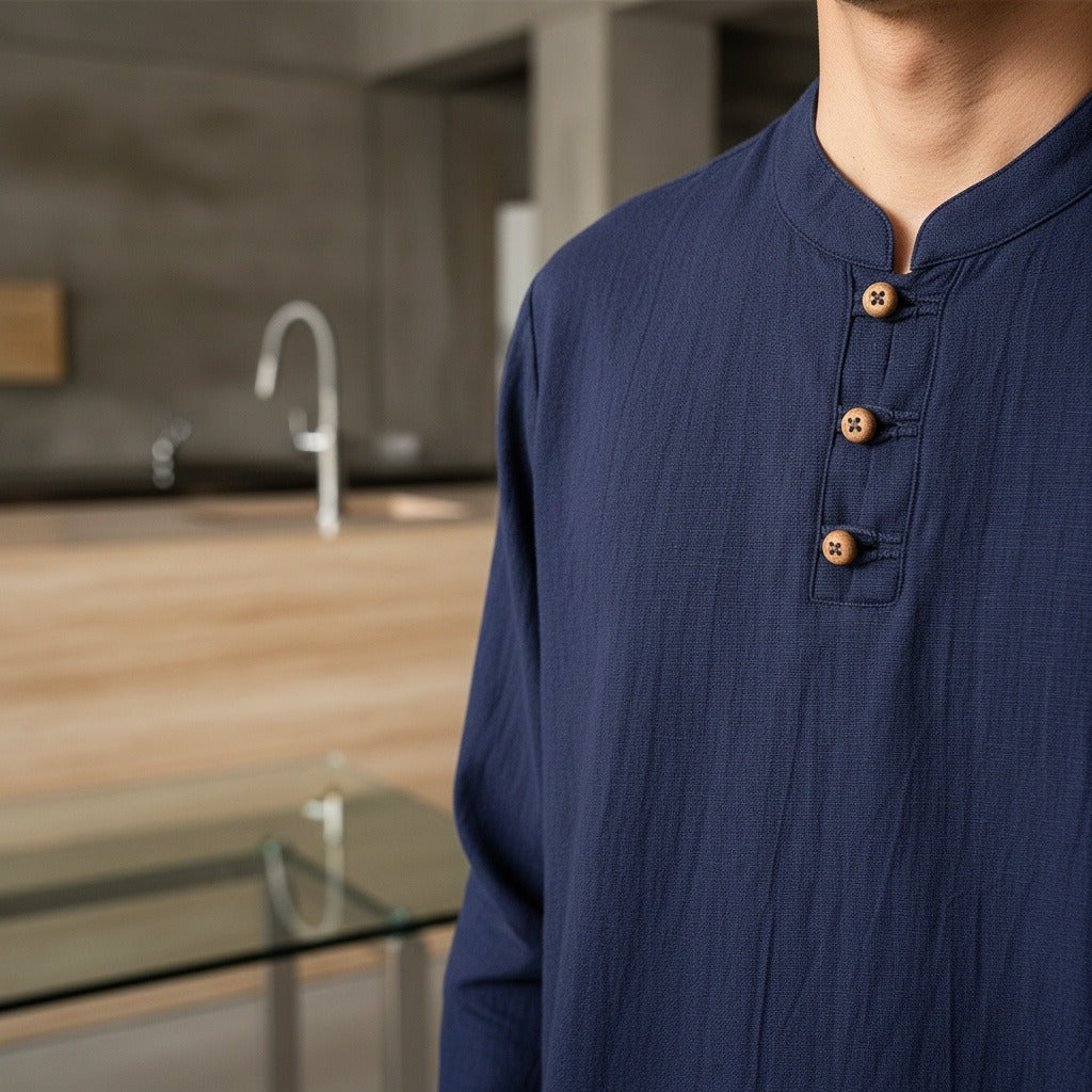 Linen Shorts and Top Set - Indigo Chambray - Back View