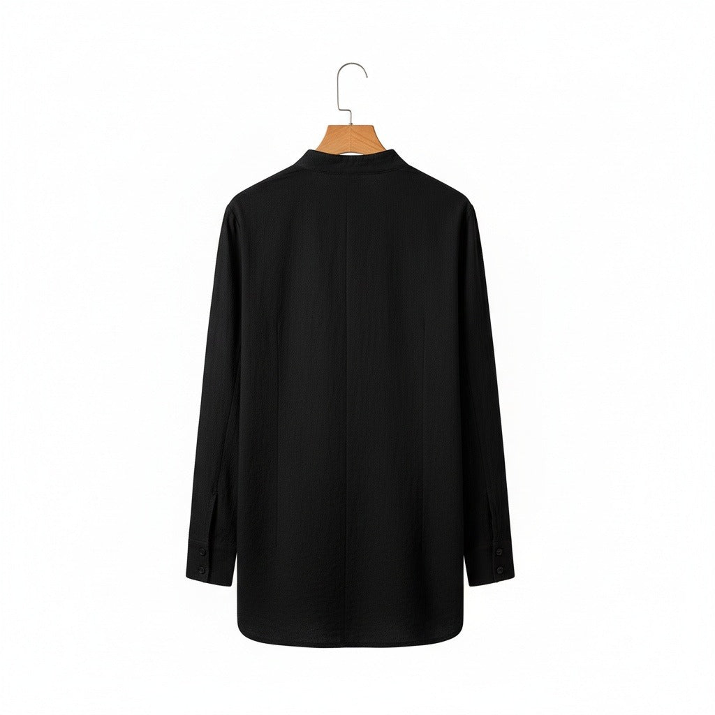 Linen Shorts and Top Set - Black - Fabric Detail