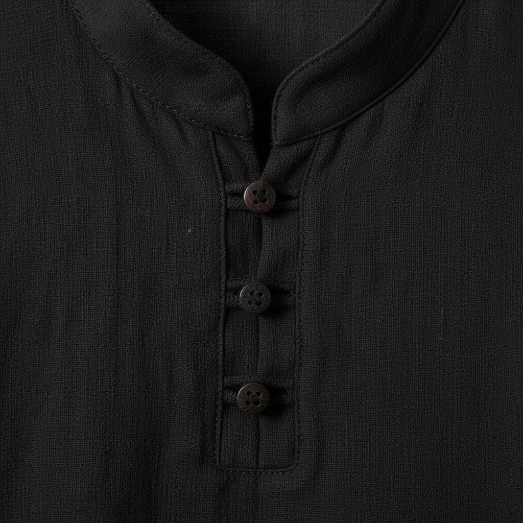 Linen Shorts and Top Set - Black - Texture Close Up
