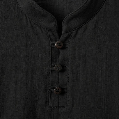 Linen Shorts and Top Set - Black - Texture Close Up