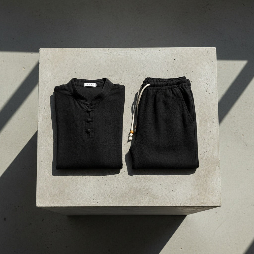 Linen Shorts and Top Set - Black - Lifestyle Inspiration