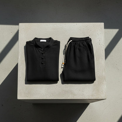 Linen Shorts and Top Set - Black - Lifestyle Inspiration