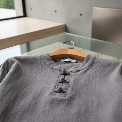 Linen Shorts and Top Set - Charcoal Gray - Back View