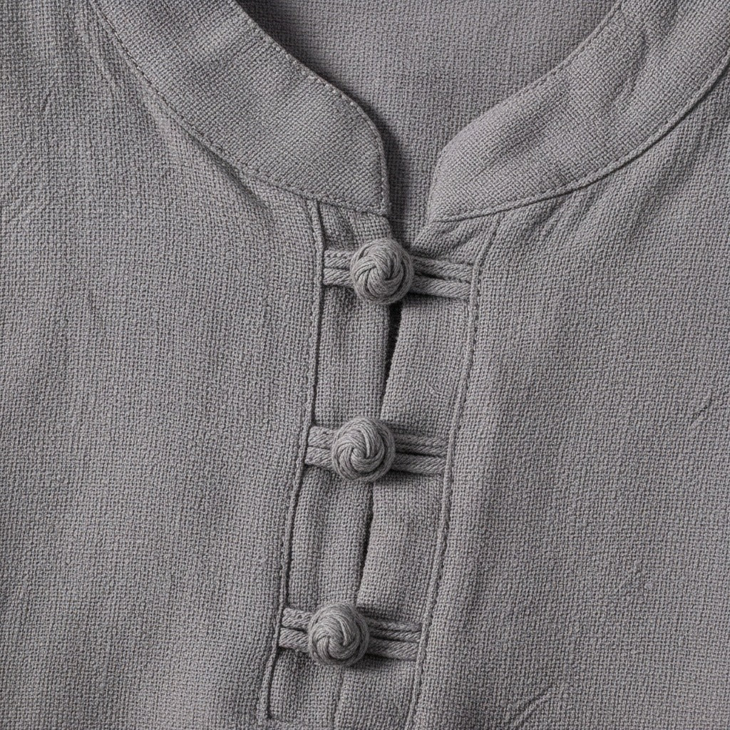Linen Shorts and Top Set - Charcoal Gray - Texture Close Up
